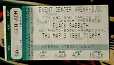 BLACK SABBATH & MOTÖRHEAD - PROPÓSITOS CRUZADOS - 3 DE MARÇO DE 1994 - SAN JOSE - INGRESSO comprar usado  Enviando para Brazil