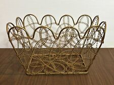 Cesta de malha de arame de metal dourado vintage decoração caixa recipiente recortado suporte lixeira comprar usado  Enviando para Brazil