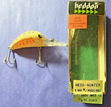 Isca de pesca vintage Heddon Glo Hedd-Hunter modelo 9321 WGS Alewife + caixa + gato comprar usado  Enviando para Brazil
