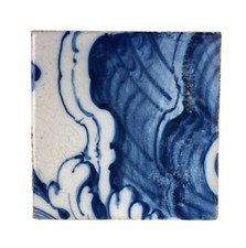 Azulejo cerâmico vintage português decorado à mão 1 5 x 5" Portugal azul branco comprar usado  Enviando para Brazil