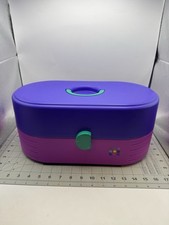 Usado, Maquiagem Vintage Caboodles Train Estojo Rígido 3 Camadas com Espelho Rosa/Roxo Completo!! comprar usado  Enviando para Brazil
