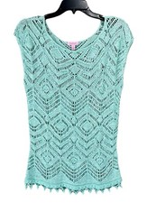 Blusa Lilly Pulitzer feminina média azul Kinley barra de areia crochê malha aberta suéter comprar usado  Enviando para Brazil