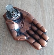 Juego de cenicero y encendedor vintage. Palma de Mano Metal Raro Escritorio Coleccionable segunda mano  Embacar hacia Mexico