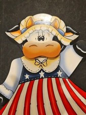 Usado, Peça de tampo de mesa de madeira de vaca americana pintada à mão. 13 polegadas X 10 polegadas comprar usado  Enviando para Brazil