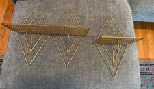 RARO Vintage MCM Meio Século Dourado Metal Duplo Diamante Mesh Prateleiras - Conjunto de 2! comprar usado  Enviando para Brazil