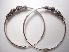 Usado, Brincos Bali Hoop 925 Prata Esterlina com 7 Detalhes Decorativos 33 mm de diâmetro comprar usado  Enviando para Brazil