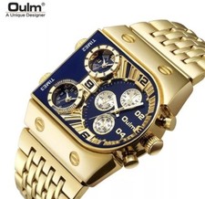 Relógio de quartzo masculino de luxo Oulm: 3 fusos horários, aço completo, estilo militar comprar usado  Enviando para Brazil