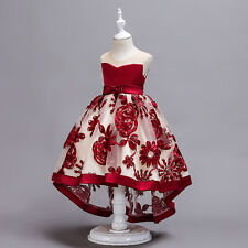 Vestido de festa infantil bordado floral meninas nó laço bainha alta-baixa vestido de tule comprar usado  Enviando para Brazil