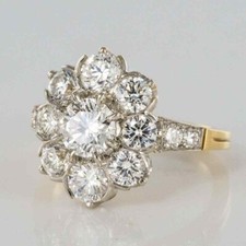 Anel de noivado antigo Art Deco diamante branco 2,20 quilates ouro amarelo 14K FN, usado comprar usado  Enviando para Brazil