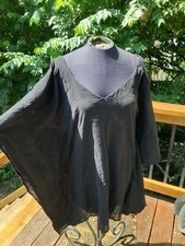 Usado, Calypso Cove Swim Caftan Cover Up Feminino Tamanho P M Preto Transparente Puxar Decote V comprar usado  Enviando para Brazil