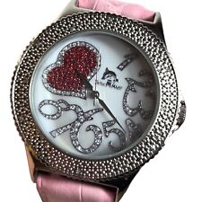 Techno Master relógio feminino coração rosa mostrador de diamante pulseira de couro rosa TM2135 raro comprar usado  Enviando para Brazil