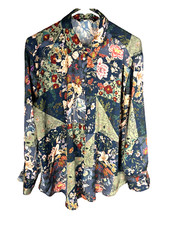 Blusa ZARA Cetim Tamanho Grande Floral Botão Manga Longa Business Classy NOVA comprar usado  Enviando para Brazil