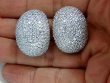 Incrível Brincos Cluster CZ Redondos Brilhantes 12,72CT Aba Levantada em Prata 925, usado comprar usado  Enviando para Brazil