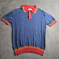 Polo Masculino Estilo Mod Oxknitstore Roupas Vintage Anos 1960 L Azul Vermelho Listra Amarela comprar usado  Enviando para Brazil