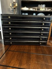 Caixa de joias vintage Mele preta e dourada grande gaveta de cinco camadas interior vermelho comprar usado  Enviando para Brazil