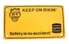 ORIGEM PERFEITO ESTADO. BURGER KING KEEP ON BIKIN’ SAFTEY LETRA LEVANTADA PLACA DE LICENÇA BICYLE comprar usado  Enviando para Brazil