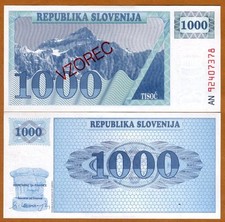 ESPÉCIME, Eslovênia, 1000 (Tolarjev), 1992, P-9s1, UNC, usado comprar usado  Enviando para Brazil