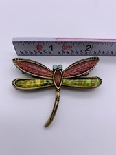 Broche Vintage Liz Claiborne Libélula Colorido Vermelho Verde Azul 2 x 2" comprar usado  Enviando para Brazil