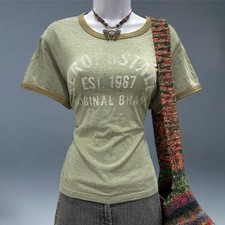 Camiseta gráfica Y2K Aeropostale campainha verde marrom logotipo desgastado anos 2000 comprar usado  Enviando para Brazil