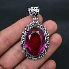 Pingente de prata esterlina 925 pedra preciosa turmalina rosa feito à mão joia presente para comprar usado  Enviando para Brazil