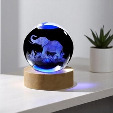 Bola de cristal 3D luz noturna elefante mudança de cor LED 6cm nova com etiquetas decoração safári comprar usado  Enviando para Brazil