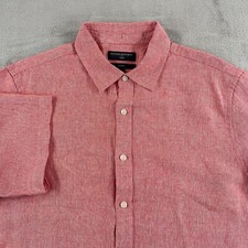 Camisa masculina Banana Republic grande urze linho vermelho slim fit praia SS NOVA SEM ETIQUETAS comprar usado  Enviando para Brazil