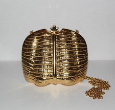 RARO Antigo Rodo Itália Boxclutch Bolsa Concha Clamshell Clutch Bolsa Concha Dourada comprar usado  Enviando para Brazil