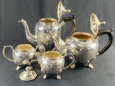 Servicio De Té Café Metal Plateado Cafetera Tetera Jarra Leche Azucarero Comida comprar usado  Enviando para Brazil