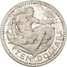 PRAGER: Barbados, 10 Dollars 1973, Neptun mit Dreizack, Silber [1894]#k na sprzedaż  Wysyłka do Poland