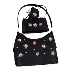 Bolsa de Natal preta Papai Noel bordada três bolsas NOVA comprar usado  Enviando para Brazil