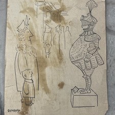 Desenho animado SAUL STEINBERG “Menino com mãe no museu olhando para soldado blindado” , usado comprar usado  Enviando para Brazil