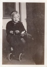 Brinquedo triciclo bebê loiro varanda frontal casa fotografia vintage década de 1910 comprar usado  Enviando para Brazil
