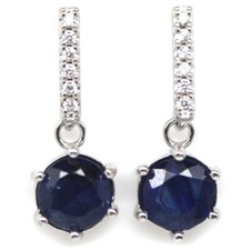 Prata esterlina 925 6 mm. Brincos de safira azul e zircão branco comprar usado  Enviando para Brazil