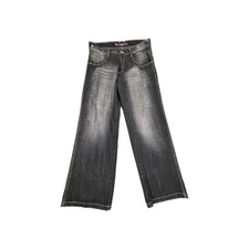 Jeans masculino vintage 5ive Jungle & Co 38 preto denim lavagem ácida 5 bolsos perna larga comprar usado  Enviando para Brazil
