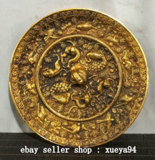 Espelho de bronze antigo porcelana bronze ouro dourado 24K dinastia palácio dragão besta loong bronze comprar usado  Enviando para Brazil