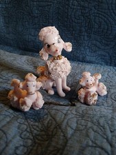 Poodle de espaguete rosa vintage cachorro mãe com bebês filhotes em corrente ESQUERDA comprar usado  Enviando para Brazil