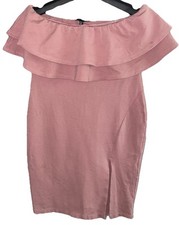 Usado, Vestido Bodycon Feminino Rosa Boutique Fora do Ombro com Fenda na Coxa e Babado comprar usado  Enviando para Brazil
