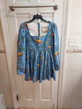 Usado, Vestido de algodão floral Água Bendita tamanho EUA pequeno Avena Canarios azul pássaro árvore comprar usado  Enviando para Brazil