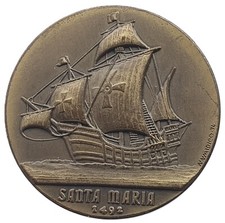 INÍCIO BAIXO! Medalha 1974 Cristóvão Colombo / Navio Santa Maria 1492, Por Numidico comprar usado  Enviando para Brazil