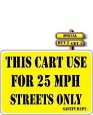 Carrinho de golfe uso apenas para uso na rua 25 MPH EZ-GO 2,25" x 3,25" adesivo P981 comprar usado  Enviando para Brazil