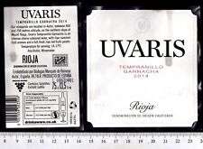 Etiqueta de vinho espanhola - Uvaris Rioja 2014 comprar usado  Enviando para Brazil