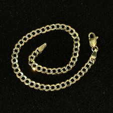 Pulseira de ouro 14K com elos cubanos de dois tons 7” 4 mm comprar usado  Enviando para Brazil