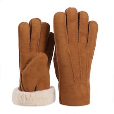 Luvas de lã shearling genuínas unissex inverno clima frio luvas de couro feitas à mão comprar usado  Enviando para Brazil
