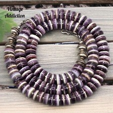 Colar 20" 8mm Wampum Quahog Sterling Navajo Pearl Bench Bead Southwest , usado comprar usado  Enviando para Brazil