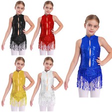 Macacão de ginástica infantil feminino Unitard sem mangas collant samba com franjas comprar usado  Enviando para Brazil
