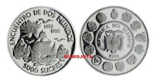 Usado, ECUADOR 5000 SUCRES plata 1991 Encuentro Dos Mundos 1ª SERIE IBEROAMERICANA. comprar usado  Enviando para Brazil