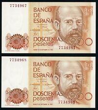 B071 BILLETES ESPAÑA 200 PESETAS 1980 CLARIN Pick 156. SC. PAR CORRELATIVO segunda mano  Embacar hacia Argentina