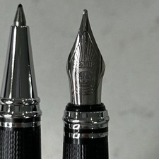 Conjunto de caneta-tinteiro e caneta esferográfica DUKE 22K preta e cromada “rubi” comprar usado  Enviando para Brazil