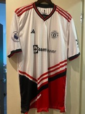 Camiseta Manchester United Away 2XL Adidas 2022/23 TeamViewer kit branca preta vermelha, usado comprar usado  Enviando para Brazil