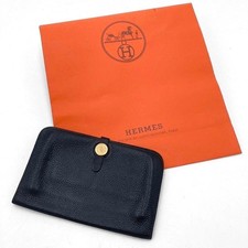 Carteira de couro Hermes Dogon preta para mulheres 7,87 polegadas largura 4,72 polegadas altura comprar usado  Enviando para Brazil